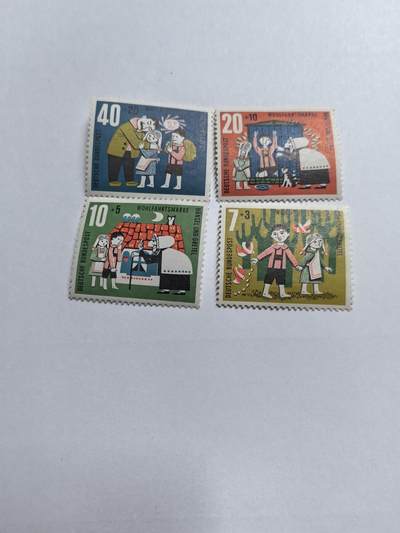 各国成套新旧票 联邦德国西德邮票 1961年 童话故事《小汉斯和格雷特尔》4全新