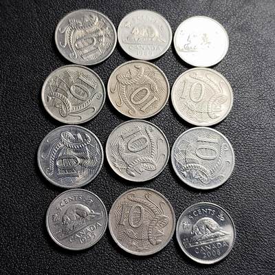 泉币菌-第231场-拍品多 请提前出价 12枚一组 英女王白铜币混合年份