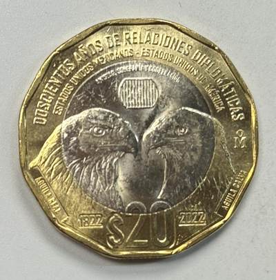 S&S Numismatic世界钱币-拍卖 第127期 墨西哥2022年 墨西哥和美国建交200周年 20比索双色纪念币