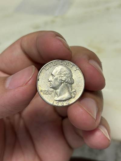 大畅畅的钱币铺 美国1964华盛顿25美分银币6.2克900