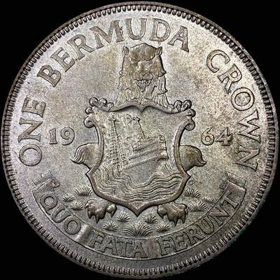 【雨安】【直播拍卖】【裸币套币-001期】 2026-04-24 周五 19:30 (金价1034, 银价18.00) [裸币各国] Bermuda 百慕大 1克朗 1964年