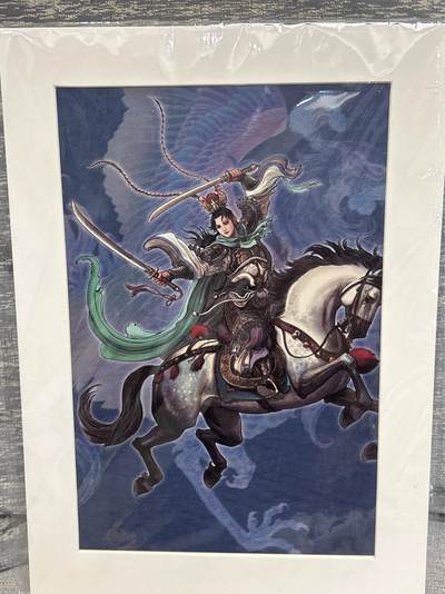 喜灰玩卡拍卖第八期，接拍品0佣金，欢迎送拍，释放现金流，让自己有资金可以购买更多喜欢的卡牌，让别的卡友能淘到更多心仪的卡牌 独行正明老师绘 扈三娘 版画 整体24cmX34厘米