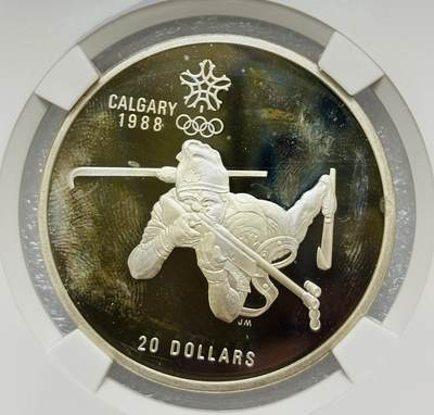 文馨钱币收藏第 303 场，【五一钱币荟，收藏盛宴】长期接代拍业务 公博 PF 67 加拿大 1986 年 20 元精制纪念大银币 1988 年卡尔加里冬奥会 33.63 克 925 银