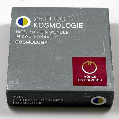 【雨安】【直播拍卖】【裸币套币-001期】 2026-04-24 周五 19:30 (金价1034, 银价18.00) [现代装帧] Austria 欧元 奥地利 25欧元 2015年 宇宙论 铌芯银币