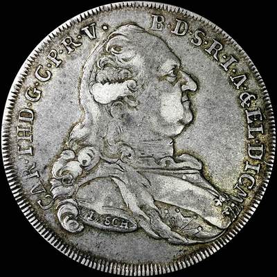 【雨安】【直播拍卖】【裸币套币-001期】 2026-04-24 周五 19:30 (金价1034, 银价18.00) [裸币德国] Germany 德国 德意志 1泰勒 Bavaria巴伐利亚 KM#0519 马克西米利安三世·约瑟夫.圣母抱婴 1782年