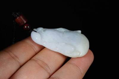 上海都达杂项专场103【全场包邮】  天然冰糯种翡翠（A货）精雕《福禄双全》挂件71-272