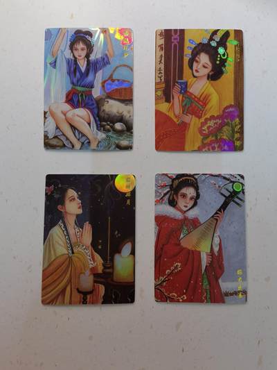 蜂潮卡牌  拍卖003期  0佣收拍（4月26日  21点  截拍） 华夏惊鸿录  四大美女（西施&杨玉环&貂蝉&王昭君）  彩闪  天空 绘