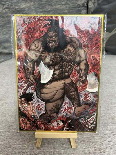 喜灰玩卡拍卖第八期，接拍品0佣金，欢迎送拍，释放现金流，让自己有资金可以购买更多喜欢的卡牌，让别的卡友能淘到更多心仪的卡牌 【亲签】亿条虫 老师 亲签 李逵 色纸 14.8cmX21cm