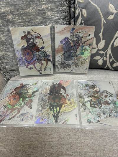 喜灰玩卡拍卖第八期，接拍品0佣金，欢迎送拍，释放现金流，让自己有资金可以购买更多喜欢的卡牌，让别的卡友能淘到更多心仪的卡牌 【A4】 齐卡 王涌喆老师绘5虎 精雕彩闪 A4大卡 一套5张