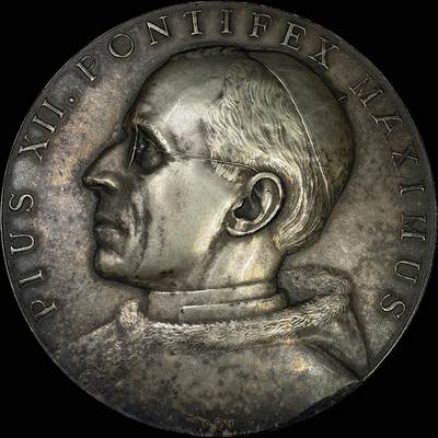 【雨安】【直播拍卖】【裸币套币-001期】 2026-04-24 周五 19:30 (金价1034, 银价18.00) [徽章奖章] Vatican [章] 梵蒂冈 庇护十二世 铜章 155克, 70mm