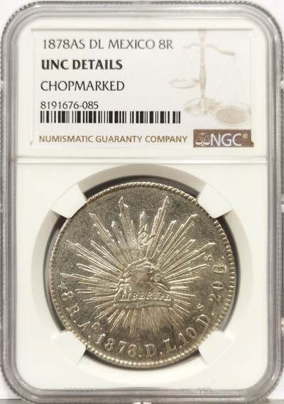 博洋堂“生趣盎然”4月精品专场暨第169期（全场包邮） NGC UNCD 墨西哥1878年AS DL版鹰洋，名誉厂版仅带万寿戳记。