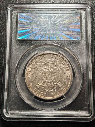 【德藏】世界币章拍卖第171期（拍品征集中~欢迎藏友联系） 1910年 德国巴登弗里德里希3马克银币