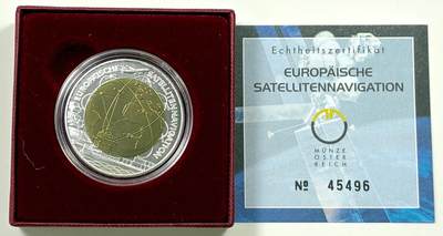 【雨安】【直播拍卖】【裸币套币-001期】 2026-04-24 周五 19:30 (金价1034, 银价18.00) [现代装帧] Austria 欧元 奥地利 25欧元 2006年 欧洲卫星导航 铌芯银币