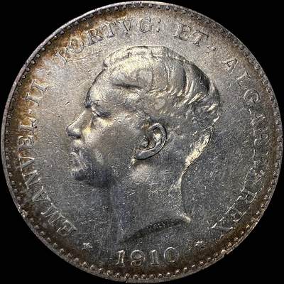 【雨安】【直播拍卖】【裸币套币-001期】 2026-04-24 周五 19:30 (金价1034, 银价18.00) [裸币各国] Portugal 葡萄牙 Kingdom 十进制 1000瑞斯 KM#0558 (1910) 半岛战争百年 1910年