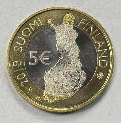 S&S Numismatic世界钱币-拍卖 第127期 芬兰2018年 芬兰国家景观-坦梅尔科斯基急流 5欧元双色纪念币