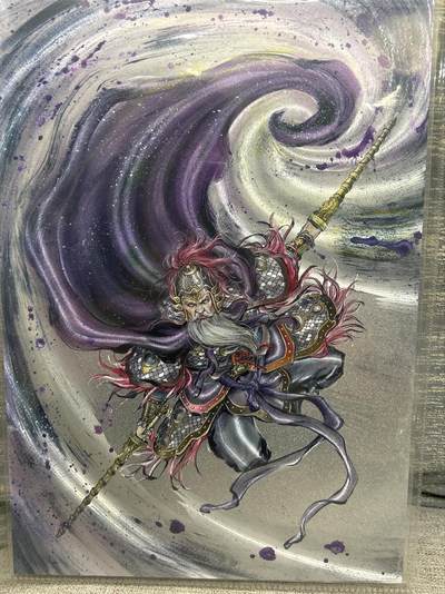 喜灰玩卡拍卖第八期，接拍品0佣金，欢迎送拍，释放现金流，让自己有资金可以购买更多喜欢的卡牌，让别的卡友能淘到更多心仪的卡牌 【A4限编】 百里 港漫水浒 夏伟义老师绘 呼延灼 A4大卡 限编059/396编 折光粗闪