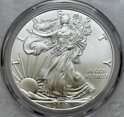 文馨钱币收藏第 303 场，【五一钱币荟，收藏盛宴】长期接代拍业务 中乾评级 MS68 分 2017 年美国行走女神一元银元