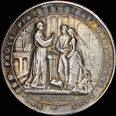 【雨安】【直播拍卖】【裸币套币-001期】 2026-04-24 周五 19:30 (金价1034, 银价18.00) [徽章奖章] France [章] 法国 19世纪 结婚 银章 7.5克