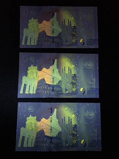叁拾收藏第36期 法国0欧纪念钞3张  UNC