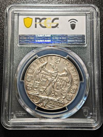 【德藏】世界币章拍卖第171期（拍品征集中~欢迎藏友联系） 1938年 德国民族社会主义工人党吞并奥地利纪念银章 章牌大师卡尔·歌茨作品 PCGS SP62（原图请查询PCGS评级官网）