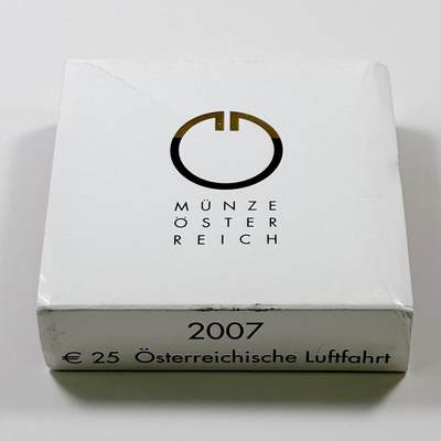 【雨安】【直播拍卖】【裸币套币-001期】 2026-04-24 周五 19:30 (金价1034, 银价18.00) [现代装帧] Austria 欧元 奥地利 25欧元 2007年 欧洲航空先驱 铌芯银币