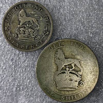 【雨安】【直播拍卖】【裸币套币-001期】 2026-04-24 周五 19:30 (金价1034, 银价18.00) [裸币各国] Great Britain 英国 6便士/1先令 乔治五世