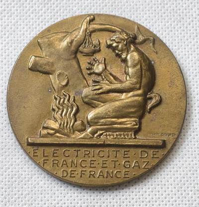 甄臻铺-世界币章拍卖（第61期），送拍享返佣金等优惠多多 - 法国电力和天然气铜章 70克 55.5mm