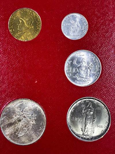 【雨安】【直播拍卖】【裸币套币-001期】 2026-04-24 周五 19:30 (金价1034, 银价18.00) [现代套币] Vatican 梵蒂冈 套币 1960年