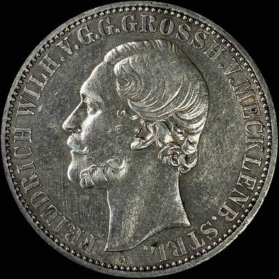 【雨安】【直播拍卖】【裸币套币-001期】 2026-04-24 周五 19:30 (金价1034, 银价18.00) [裸币德国] Germany 德国 德意志 1泰勒 Mecklenburg-Strelitz梅克伦堡 Thun.217 KM#0100 (1870) 1870年