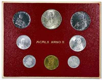 【雨安】【直播拍卖】【裸币套币-001期】 2026-04-24 周五 19:30 (金价1034, 银价18.00) [现代套币] Vatican 梵蒂冈 套币 1960年