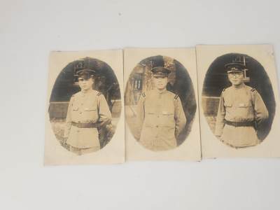 南水社第5次拍卖  3日军昭五式制服士兵照 带照相馆压印 原版照片3张