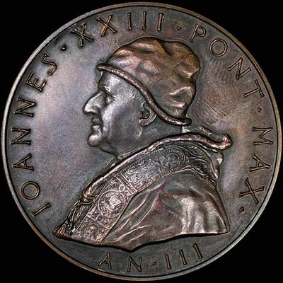 【雨安】【直播拍卖】【裸币套币-001期】 2026-04-24 周五 19:30 (金价1034, 银价18.00) [徽章奖章] Vatican [章] 梵蒂冈 1960年 若望二十三世 铜章 34克. 44mm