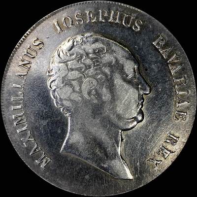 【雨安】【直播拍卖】【裸币套币-001期】 2026-04-24 周五 19:30 (金价1034, 银价18.00) [裸币德国] Germany 德国 德意志 1泰勒 Bavaria巴伐利亚 Thun.044 KM#0706.1 (1809-1825) 剑和权杖 1814年