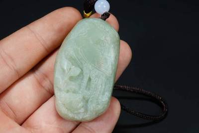 上海都达杂项专场103【全场包邮】  天然和田玉精雕《凤凰牡丹》挂件71-254