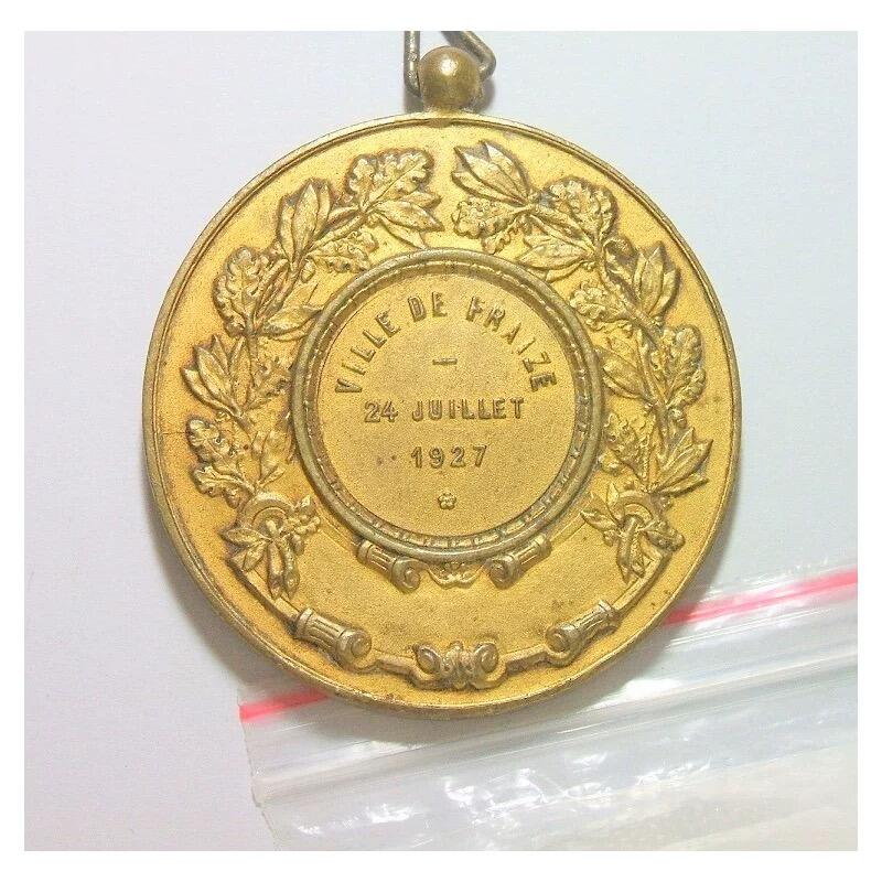 法国1927年 女神玛丽安娜高浮雕精制大镀金章 45MM