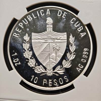 【德藏】世界币章拍卖第171期（拍品征集中~欢迎藏友联系） 1993年 古巴蒙卡达兵营袭击40周年精制纪念银币 NGC PF65UC 状态极佳