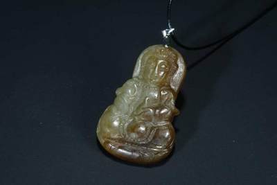 上海都达杂项专场103【全场包邮】  天然和田玉精雕《观音》挂件71-257