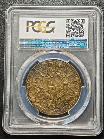 【德藏】世界币章拍卖第171期（拍品征集中~欢迎藏友联系） 二战系列名誉品 1938年 德国民族社会主义工人党德意志大一统纪念铜章 章牌大师卡尔·歌茨作品 PCGS SP63（原图请查询PCGS评级官网）