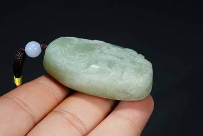 上海都达杂项专场103【全场包邮】  天然和田玉精雕《凤凰牡丹》挂件71-254