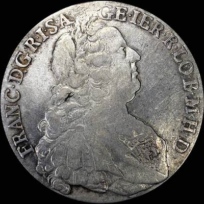 【雨安】【直播拍卖】【裸币套币-001期】 2026-04-24 周五 19:30 (金价1034, 银价18.00) [裸币各国] Austria 奥地利 1泰勒 KM#2038 (1751-1765) 弗朗茨一世 1764年