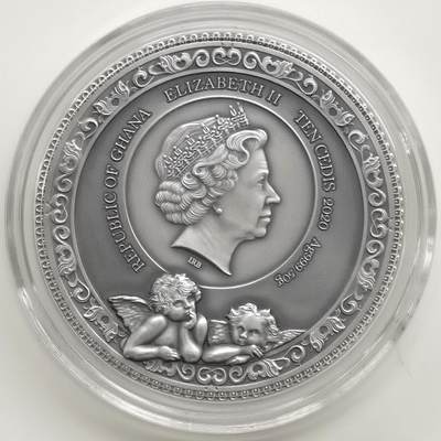 博洋堂“生趣盎然”4月精品专场暨第169期（全场包邮） 加纳2020年10塞地彩色仿古银币 艺术名画系列-拉斐尔逝世500周年（座椅圣母） 50克999银 发行量：500 盒证全