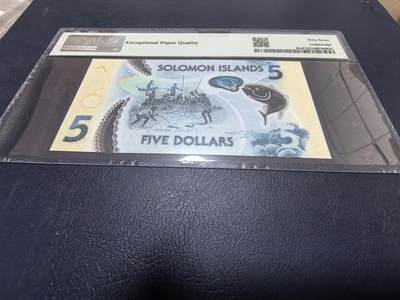 长老汇马年精选第十九场拍卖 2019所罗门5元塑料钞，PMG 67，唯一记录