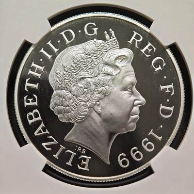 【德藏】世界币章拍卖第171期（拍品征集中~欢迎藏友联系） 1999年 英国戴安娜王妃逝世5英镑精制纪念银币 NGC PF68UC 镜面十足