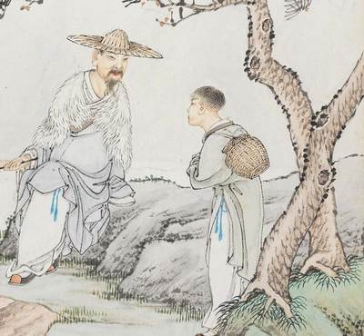 碧月说宝.国有文物商店书画专场（七） 朱良材 高士垂钓图