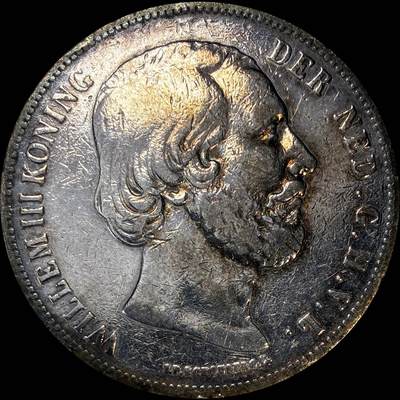 【雨安】【直播拍卖】【裸币套币-001期】 2026-04-24 周五 19:30 (金价1034, 银价18.00) [裸币各国] Netherlands 荷兰 王国 2.5盾 (1849-1874) 威廉三世 1850年 少见早期年份