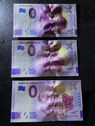 叁拾收藏第36期 法国0欧纪念钞3张  UNC