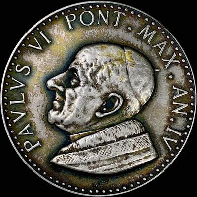 【雨安】【直播拍卖】【裸币套币-001期】 2026-04-24 周五 19:30 (金价1034, 银价18.00) [徽章奖章] Vatican [章] 梵蒂冈 1966年 保禄六世 镀银章 39.8克, 44mm