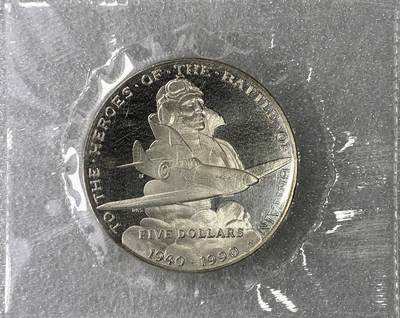 【雨安】【直播拍卖】【裸币套币-001期】 2026-04-24 周五 19:30 (金价1034, 银价18.00) [现代裸币] Marshall Islands 马绍尔群岛 5元 1990年 英国空战英雄