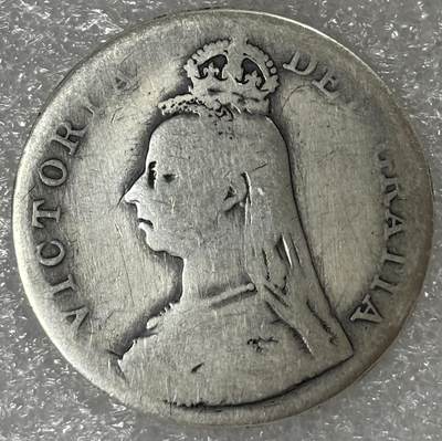 文馨钱币收藏第 303 场，【五一钱币荟，收藏盛宴】长期接代拍业务 少见 1890 年英国维多利亚 双佛罗琳银币（ 925 高银）流通品