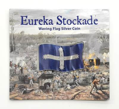 博洋堂“生趣盎然”4月精品专场暨第169期（全场包邮） 纽埃2019年2元异形彩色类精制银币 尤里卡栅栏事件（南十字星旗） 1盎司999银 发行量：1千 卡装